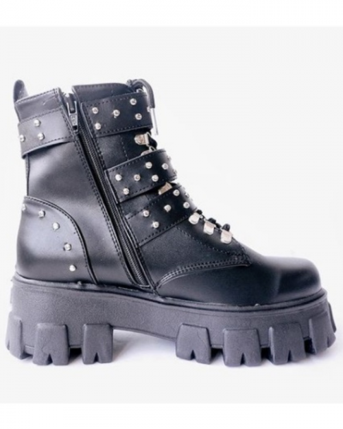 Botas con cordones de metal Spike Rock Demonia GRAVEDIGGER-250 Cuero vegano  negro para hombre – WeSuit.co